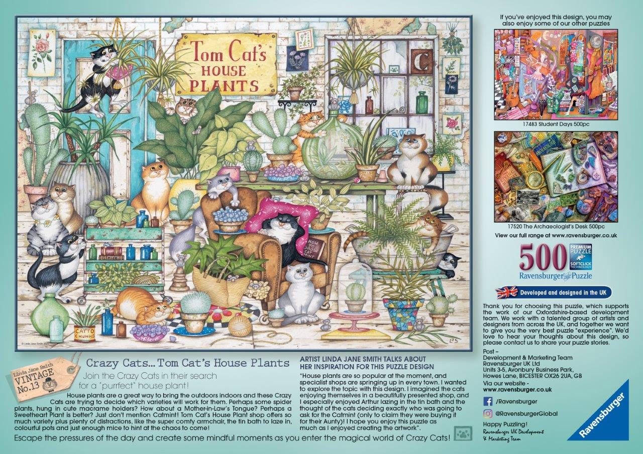 Linda Jane Smith, Crazy Cats - Tom Cat’s House Plants, 500pc