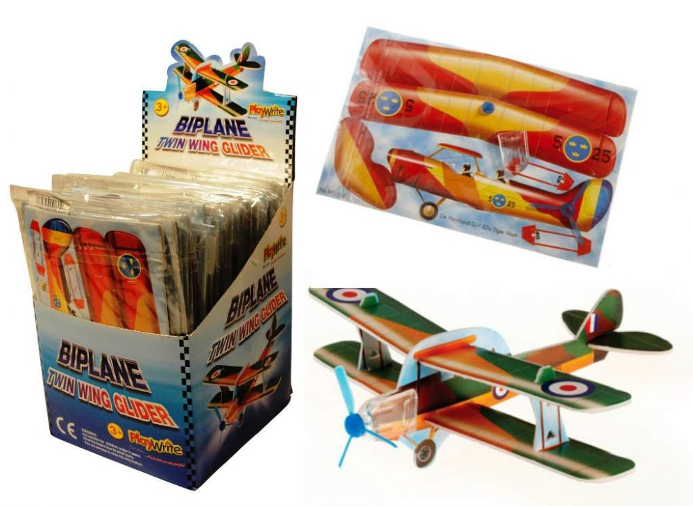 Biplane Twin Wing Gliders 17x11cm