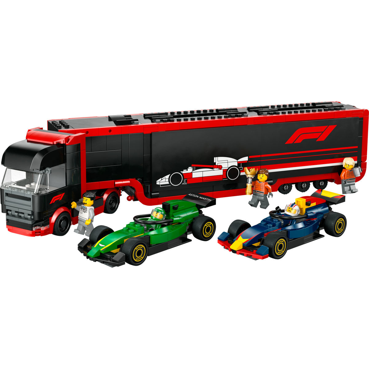 LEGO City F1 Truck with RB20 & AMR24 F1 Cars 60445